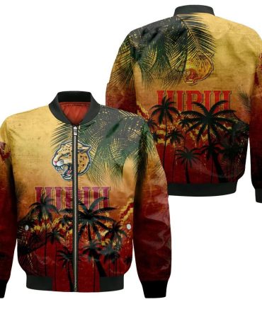 Iupui Jaguars Bomber Jacket 3D Printed Coconut Tree Tropical Grunge