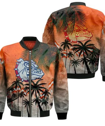 Gonzaga Bulldogs Bomber Jacket 3D Printed Coconut Tree Tropical Grunge