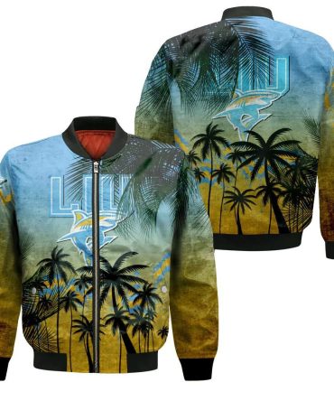 Liu Sharks Bomber Jacket 3D Printed Coconut Tree Tropical Grunge