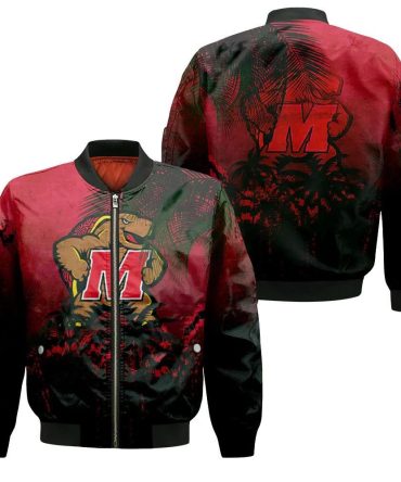 Maryland Terrapins Bomber Jacket 3D Printed Coconut Tree Tropical Grunge