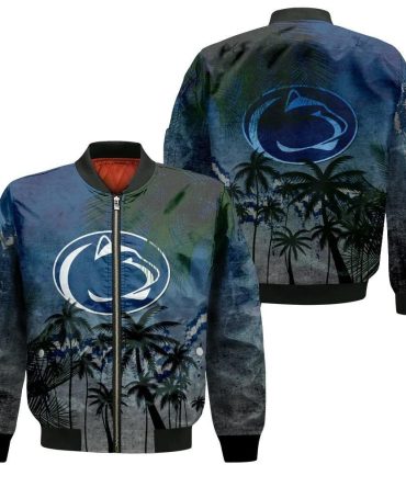 Penn State Nittany Lions Bomber Jacket 3D Printed Coconut Tree Tropical Grunge