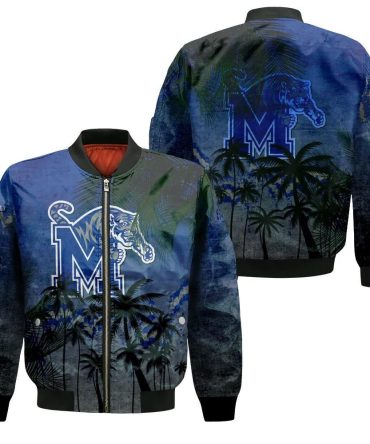Memphis Tigers Bomber Jacket 3D Printed Coconut Tree Tropical Grunge