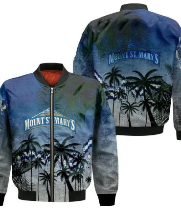 Mount St. Mary’S Mountaineers Bomber Jacket 3D Printed Coconut Tree Tropical Grunge