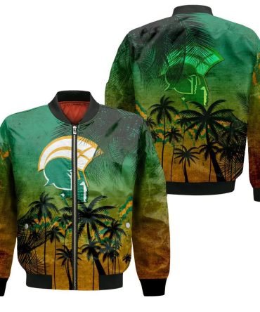 Norfolk State Spartans Bomber Jacket 3D Printed Coconut Tree Tropical Grunge