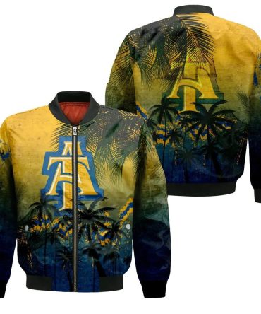 North Carolina A_T Aggies Bomber Jacket 3D Printed Coconut Tree Tropical Grunge