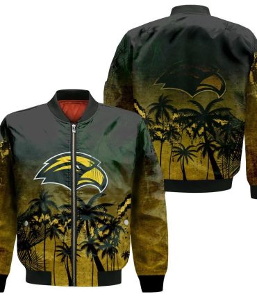 Southern Miss Golden Eagles Bomber Jacket 3D Printed Coconut Tree Tropical Grunge
