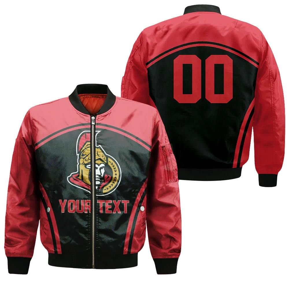 Ottawa Senators Bomber Jacket 3D Printed Custom Text And Number Curve Style Sport