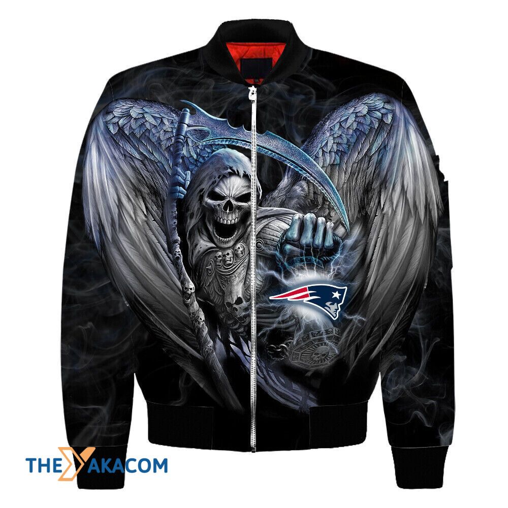 New England Pat American Football Team Patriots Winged Death God Gift For Fan Team Bomber Jacket Outerwear Christmas Gift