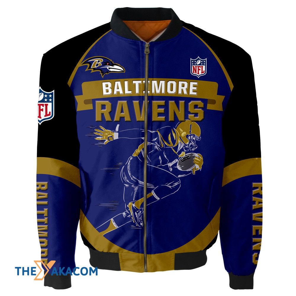 Gift For Fan Baltimore Football Ravens S American Football Graphic Player Running Bomber Jacket Outerwear Christmas Gift