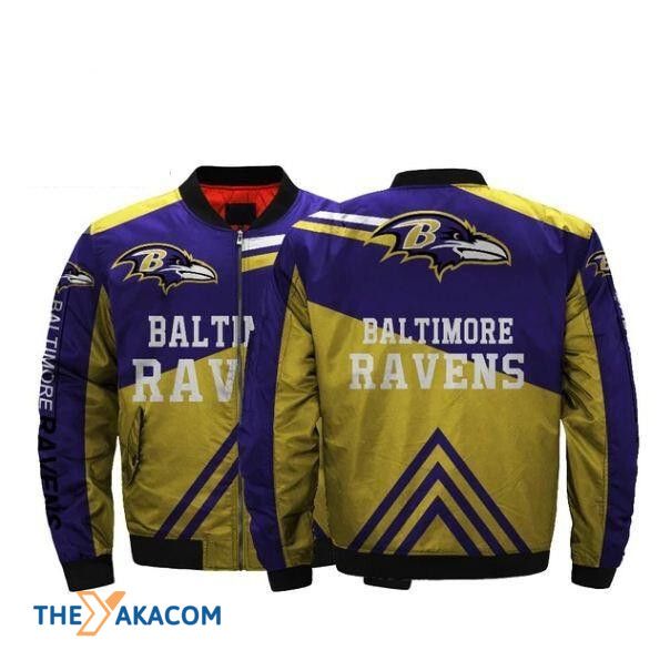 Baltimore Football Ravens S American Football Jacket Men'S Yellow ? Purple Bomber Jacket Outerwear Christmas Gift