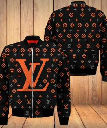 Louis Vuitton Black Red Logo Fashion Bomber Jacket Premium Outfit For Men Women