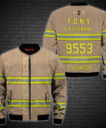 Beige Firefighter Gift Fireman Gift Personalized Firefighter Gifts Us Unisex Size Bomber Jacket