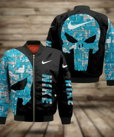 Nike Punisher Pattern Black Luxury Brand Bomber Jacket Outfit For Men Women