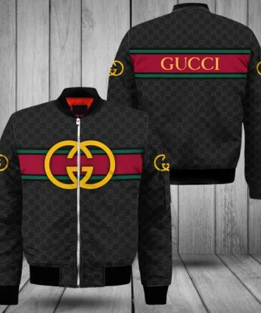 Gucci Red Black Luxury Brand Bomber Jacket Outfit For Men Women