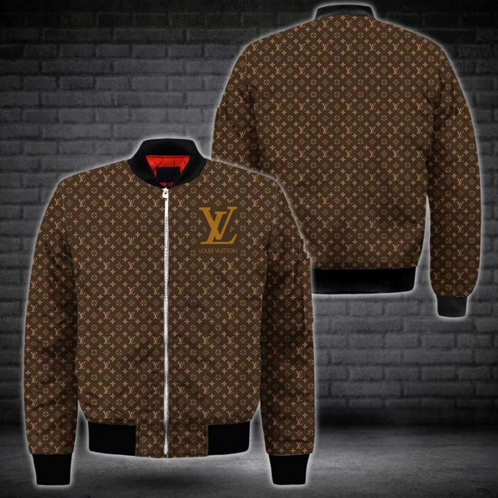 Louis Vuitton Lv Brown Bomber Jacket Trending 2023 Luxury Brand Clothing Clothes Outfit For Men And Women