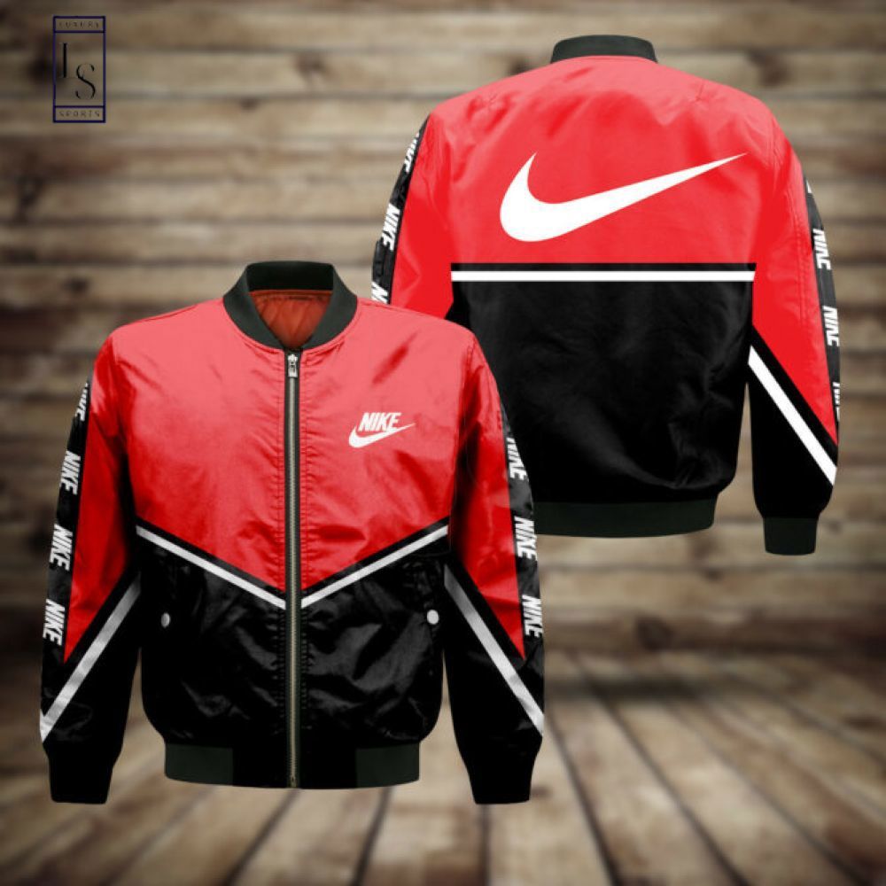 Nike Red 3D Bomber Jacket Luxury Brand Clothing Clothes Outfit For Men And Women