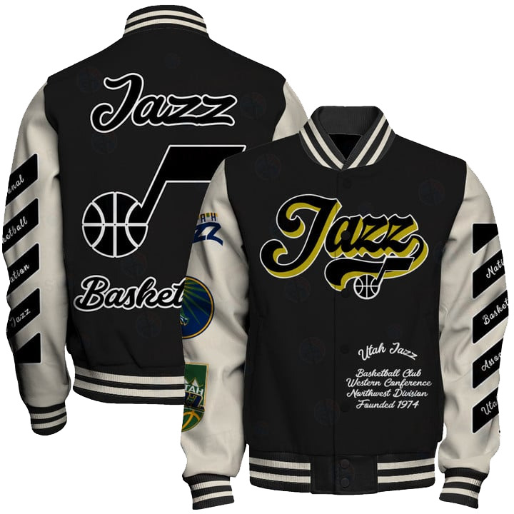 Nba Utah Jazz Ow Basketball Varsity Jacket, Baseball Jacket