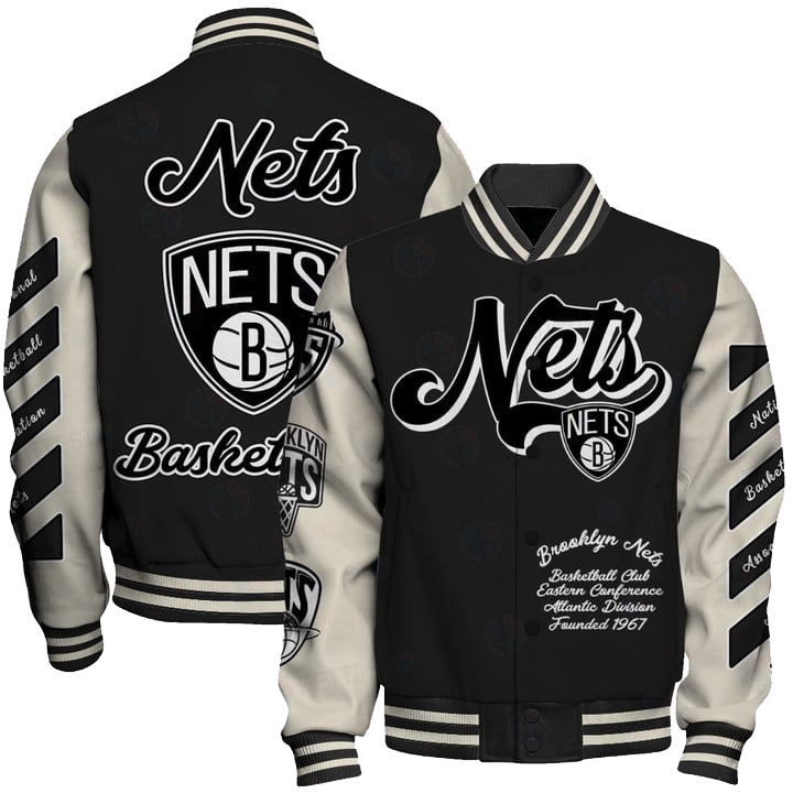 Nba Brooklyn Nets Ow Basketball Varsity Jacket, Baseball Jacket