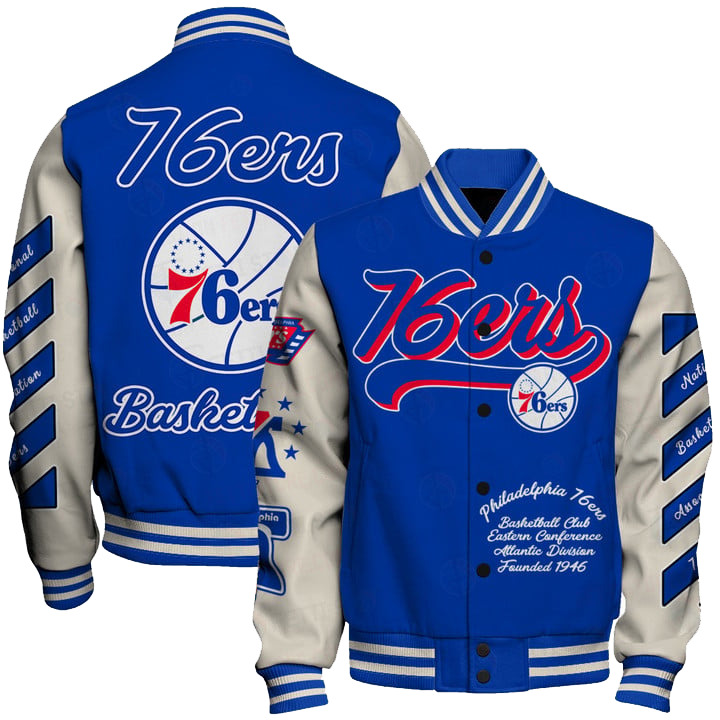 Nba Philadelphia 76Ers Ow Basketball Varsity Jacket, Baseball Jacket