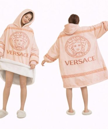 Light Orange Versace Blanket Hoodie , Cozy Wearable Blanket Hoodie