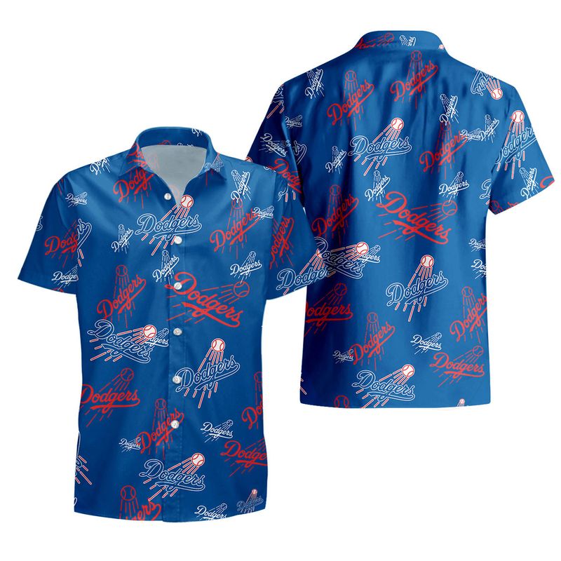 Los Angeles Dodgers All-Over Logo Hawaiian Shirt