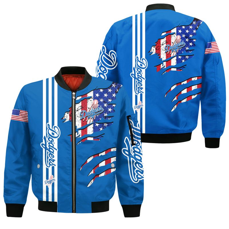 Los Angeles Dodgers American Flag Rip Bomber Jacket