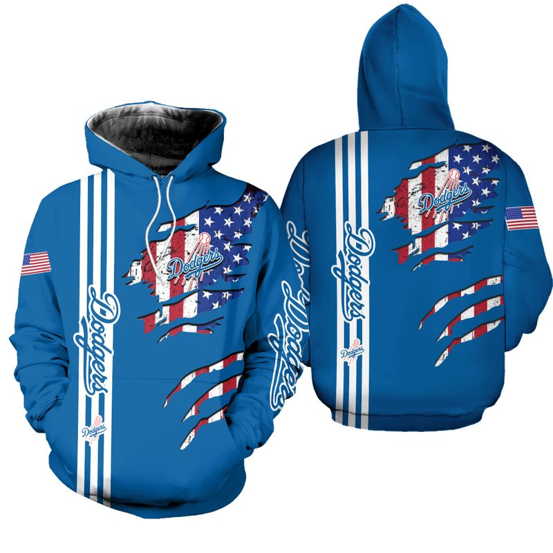 Los Angeles Dodgers American Flag Rip Hoodie