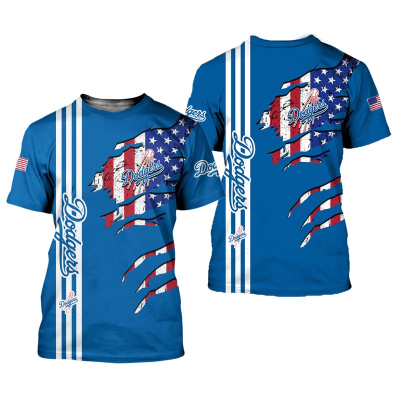 Los Angeles Dodgers American Flag Rip Shirt