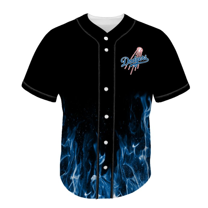 Los Angeles Dodgers Blue Flame Baseball Jersey - Image 2