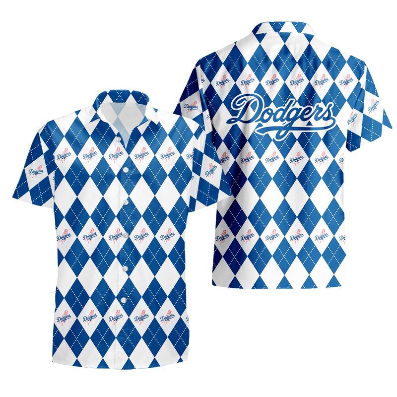 Los Angeles Dodgers Diamond Pattern Hawaiian Shirt