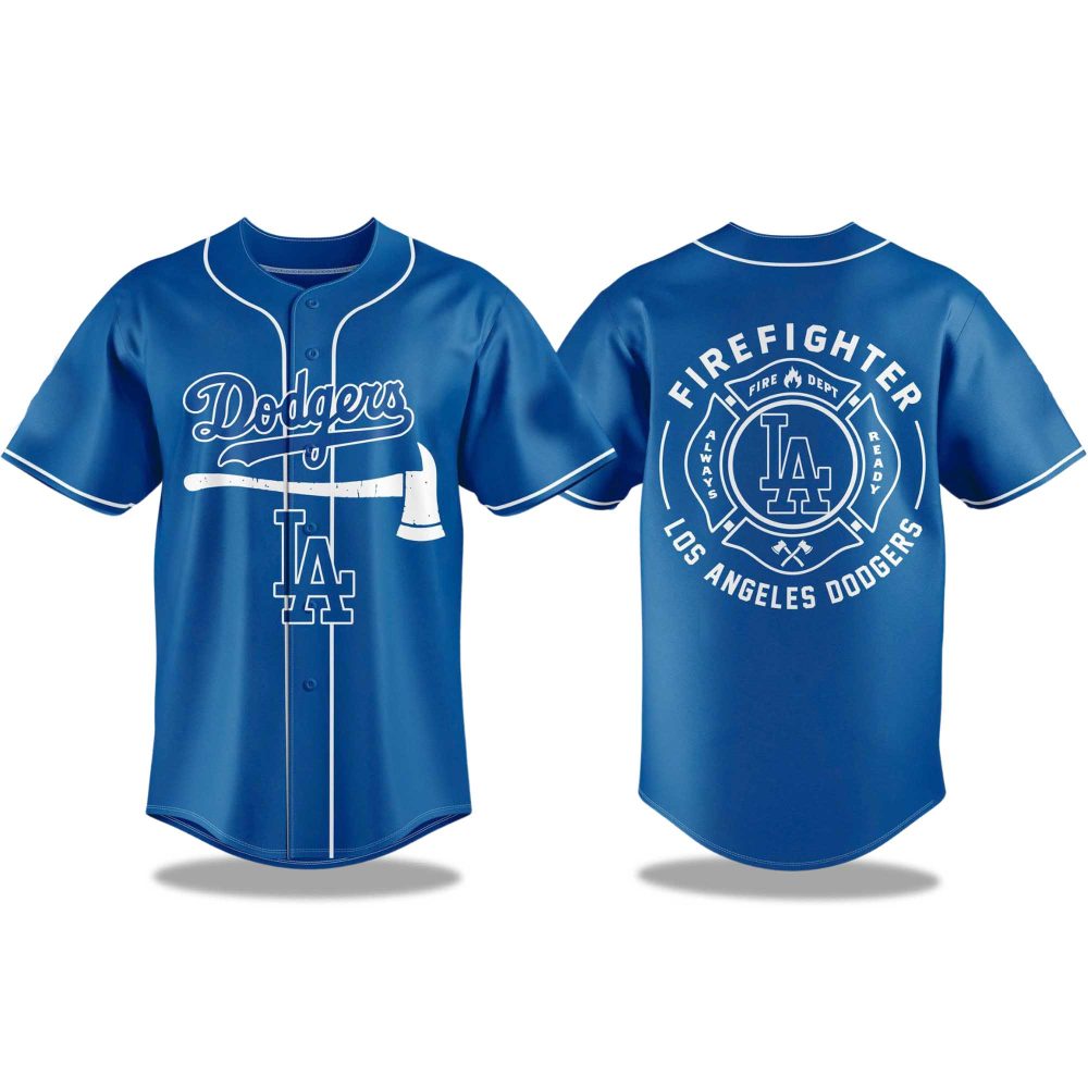 Los Angeles Dodgers Firefighter Application Day Baseball Jersey