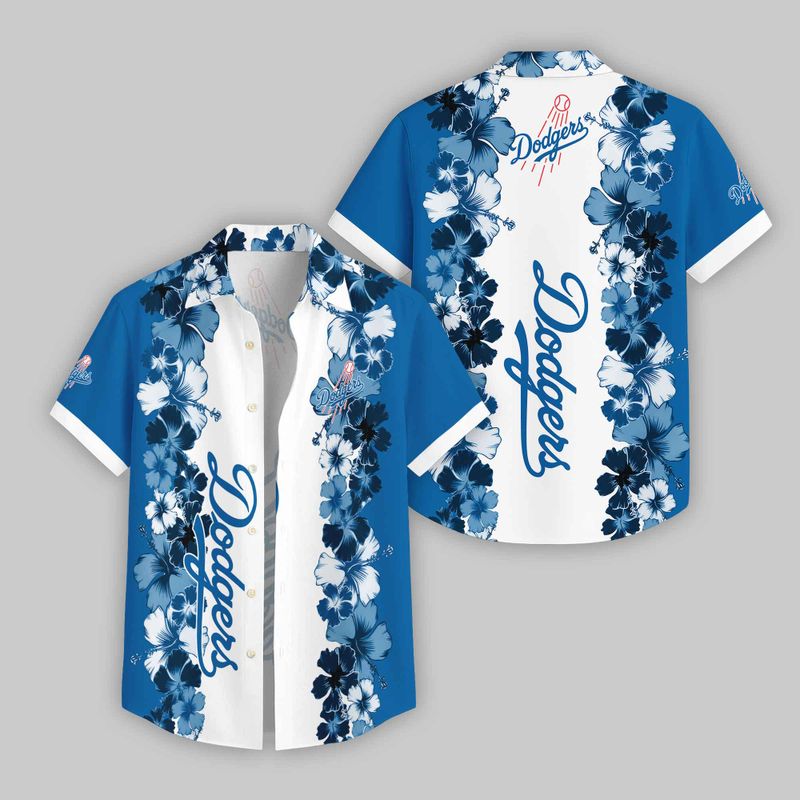 Los Angeles Dodgers Flowers Pattern Hawaiian Shirt