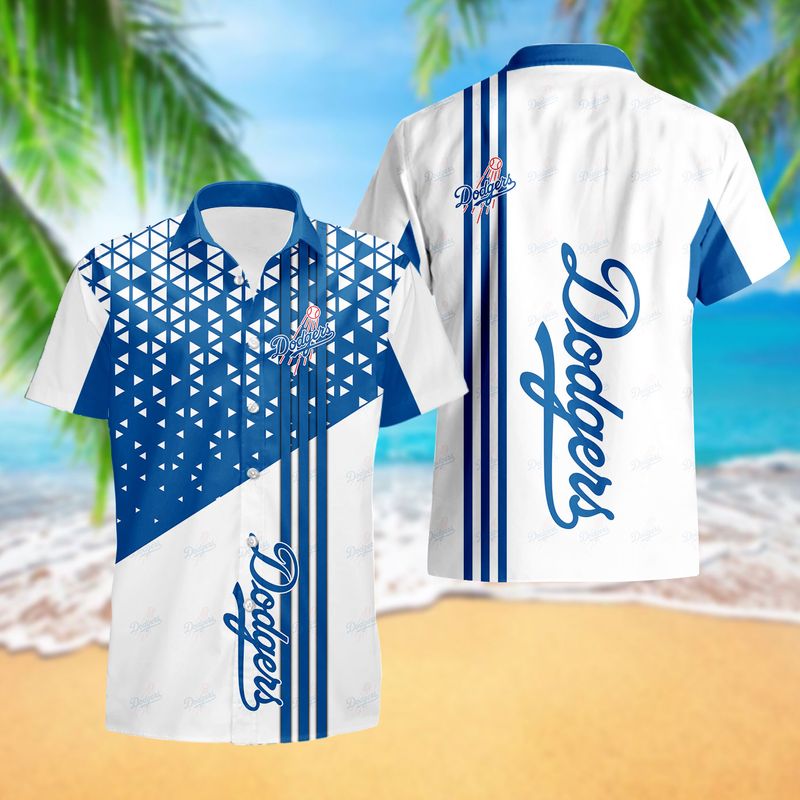 Los Angeles Dodgers Geometric Stripes Hawaiian Shirt