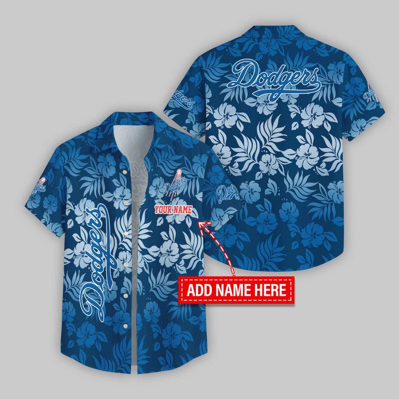 Los Angeles Dodgers Midnight Hibiscus Hawaiian Shirt