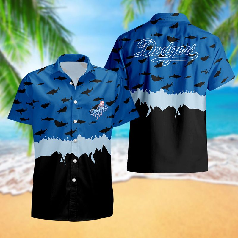Los Angeles Dodgers Ocean Shark Hawaiian Shirt