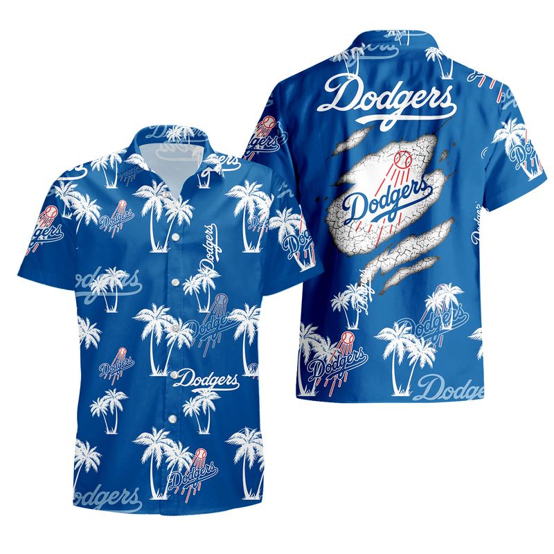 Los Angeles Dodgers Palm Tree Pattern Hawaiian Shirt