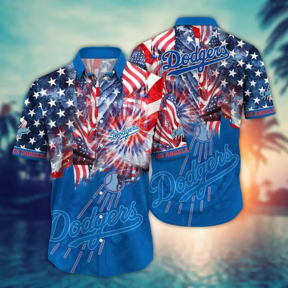 Los Angeles Dodgers Patriot Fireburst Hawaiian Shirt