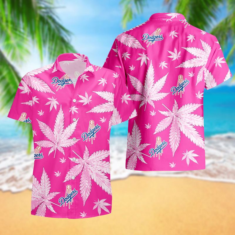 Los Angeles Dodgers Pink Leaf Paradise Hawaiian Shirt