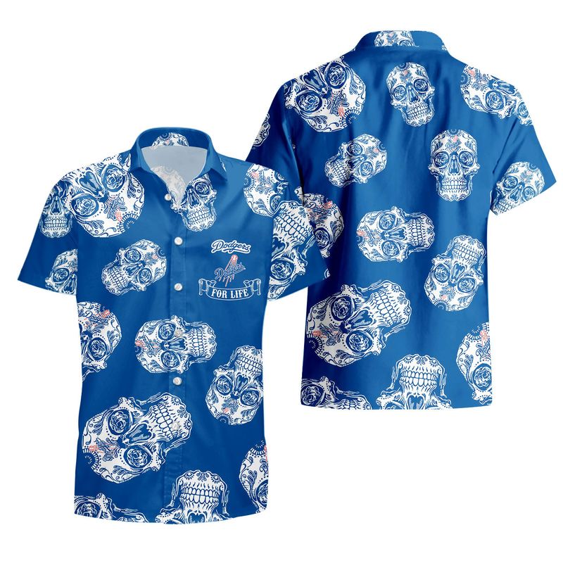 Los Angeles Dodgers Sugar Skull Hawaiian Shirt