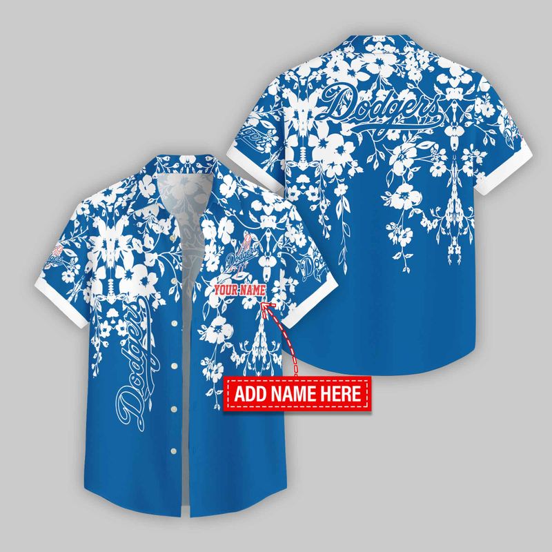 Los Angeles Dodgers White Blossom Hawaiian Shirt