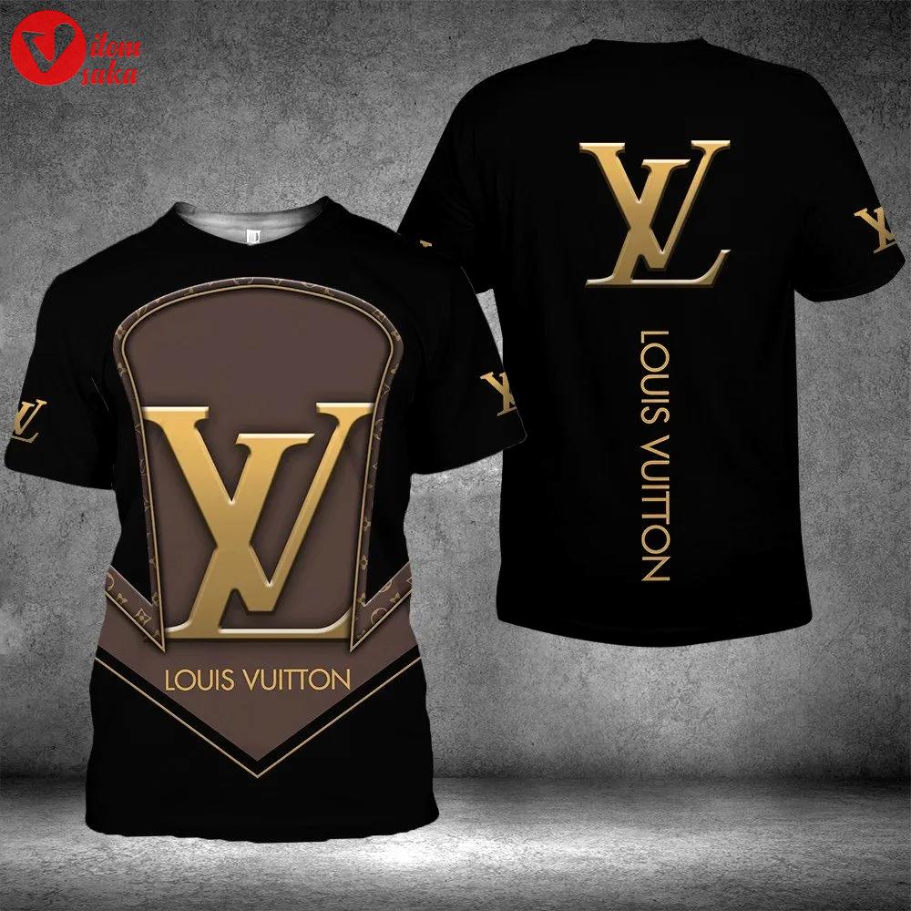 Louis Vuitton Black Brown Luxury Brand Premium T-Shirt Outfit For Men Women