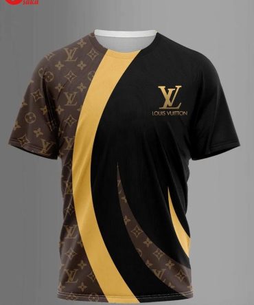 Louis Vuitton Brown Yellow Black Luxury Brand T-Shirt Outfit For Men Women