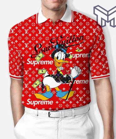 Louis Vuitton Polo,Louis Vuitton Donald Duck Red Limited Edition Premium Polo Shirts