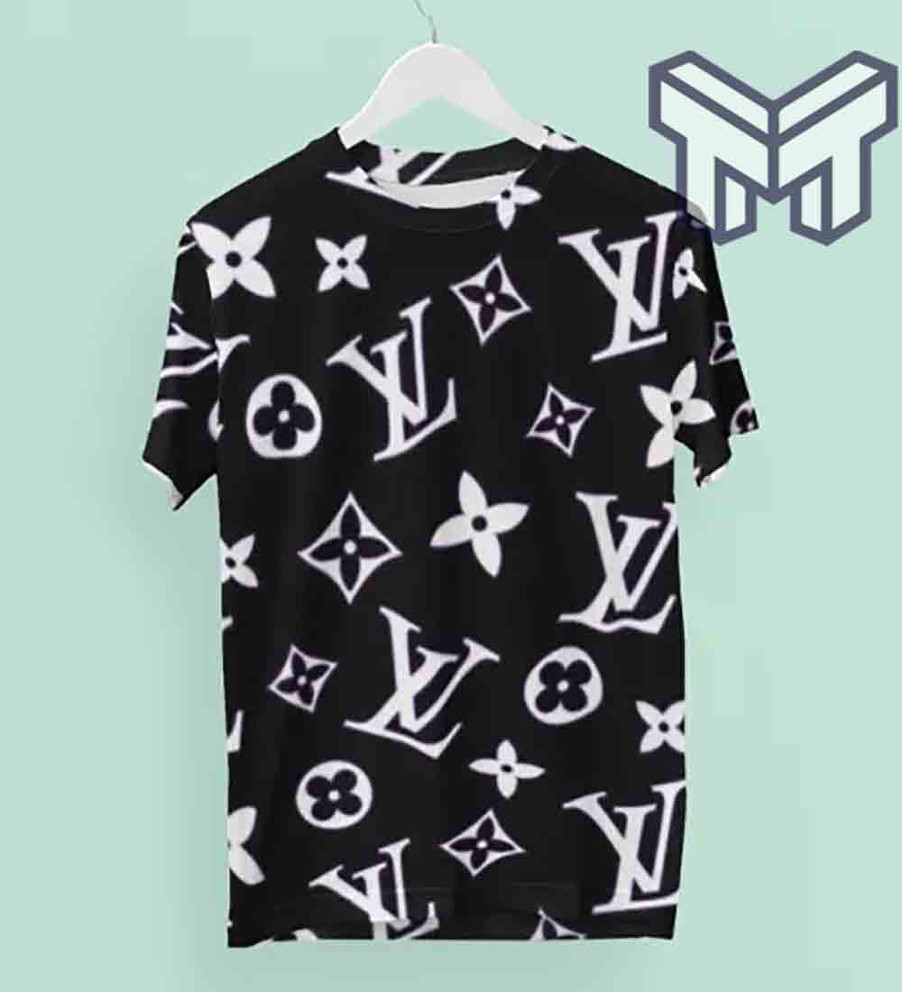 Louis Vuitton Shirt, Louis Vuitton Black White Luxury Brand Premium T-Shirt Outfit For Men Women - Image 2