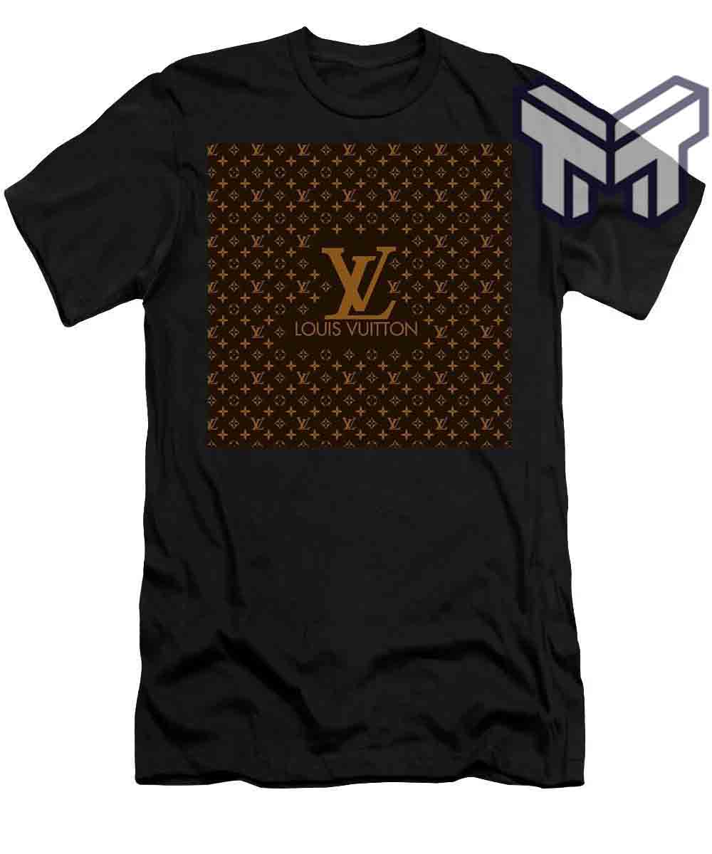 Louis Vuitton Shirt, Louis Vuitton Brown Pattern Black Luxury Brand T-Shirt Gift For Men Women