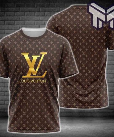 Louis Vuitton Shirt, Louis Vuitton Golden Logo Brown Luxury Brand T-Shirt Outfit For Men Women