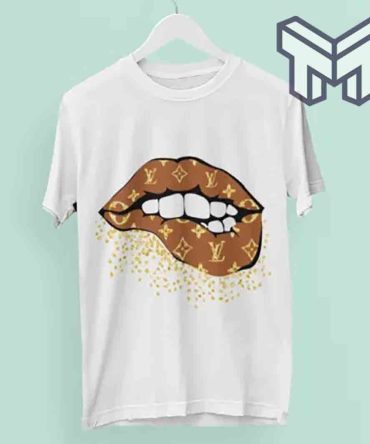 Louis Vuitton Shirt, Louis Vuitton Lips White Luxury Brand Premium T-Shirt Outfit For Men Women
