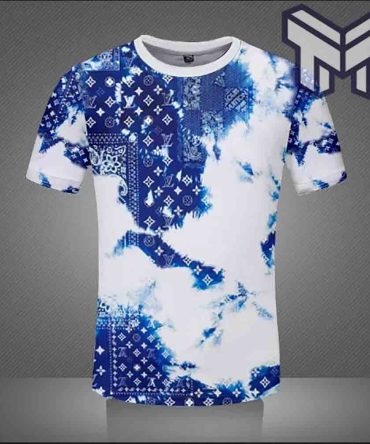 Louis Vuitton Shirt, Louis Vuitton Pattern Blue White Luxury Brand T-Shirt Gift For Men Women