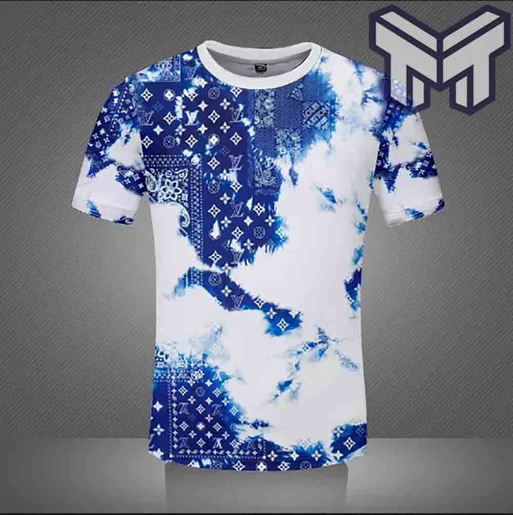 Louis Vuitton Shirt, Louis Vuitton Pattern Blue White Luxury Brand T-Shirt Gift For Men Women