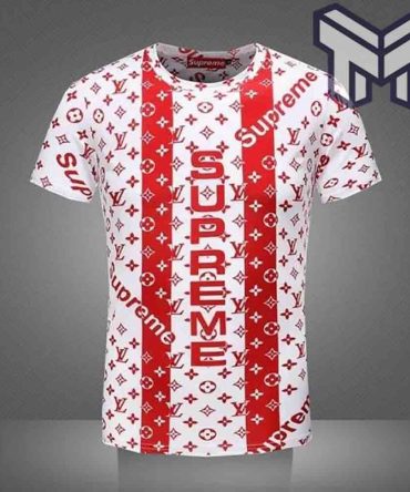 Louis Vuitton Shirt, Louis Vuitton Supreme White Red Premium T-Shirt Luxury Brand Outfit